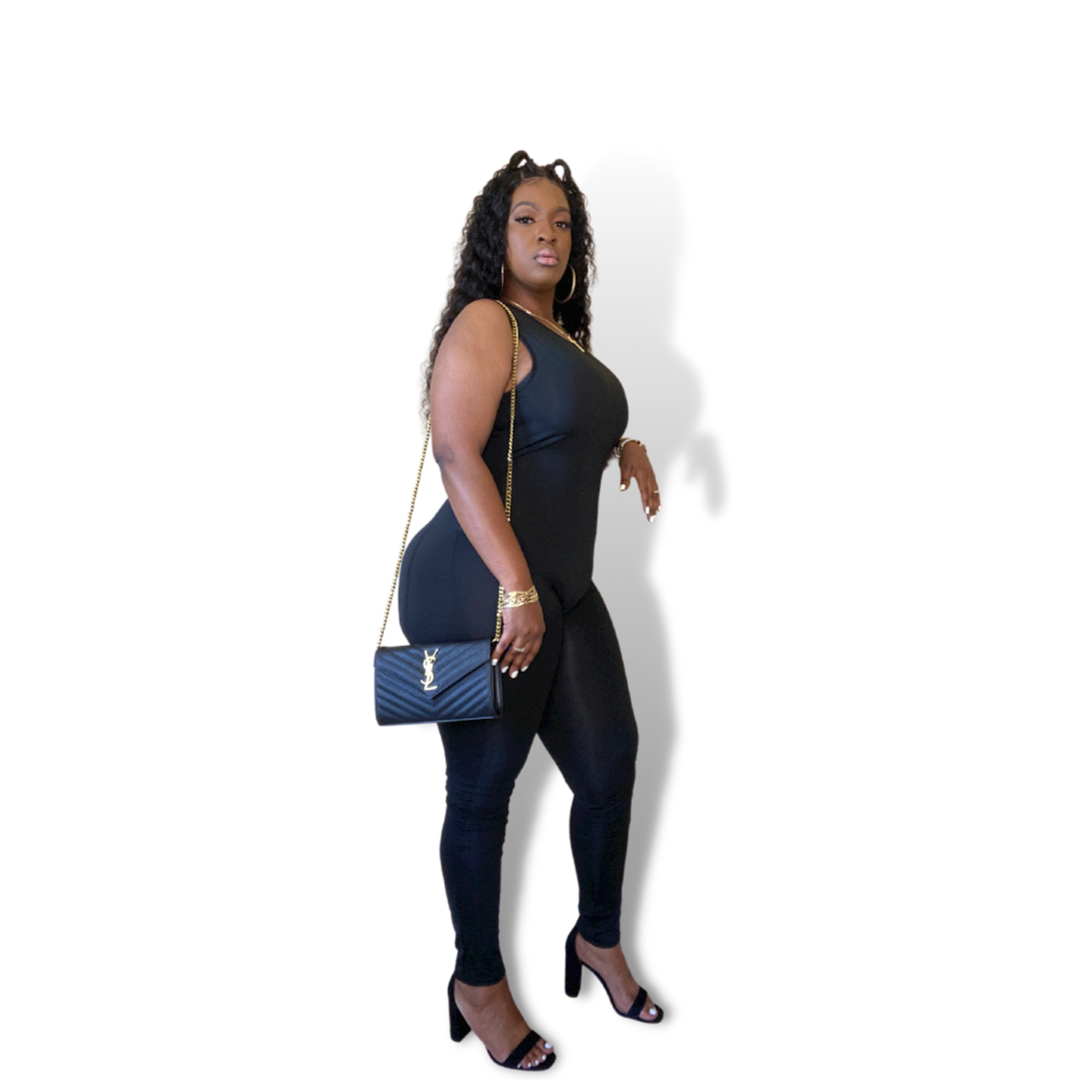 Skin Tight Jumpsuit (Black)