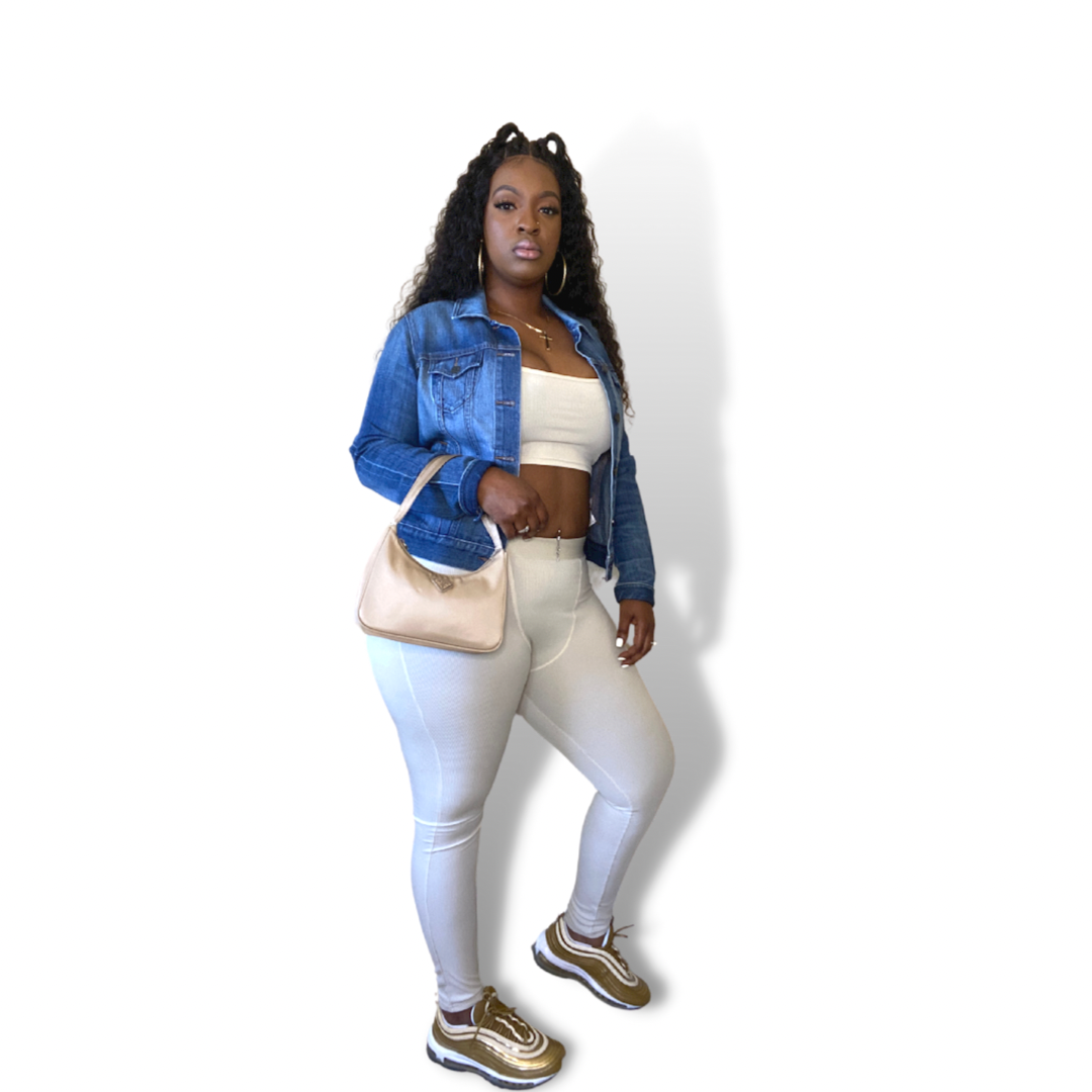 Ribbed 2 Piece Set (Cream)