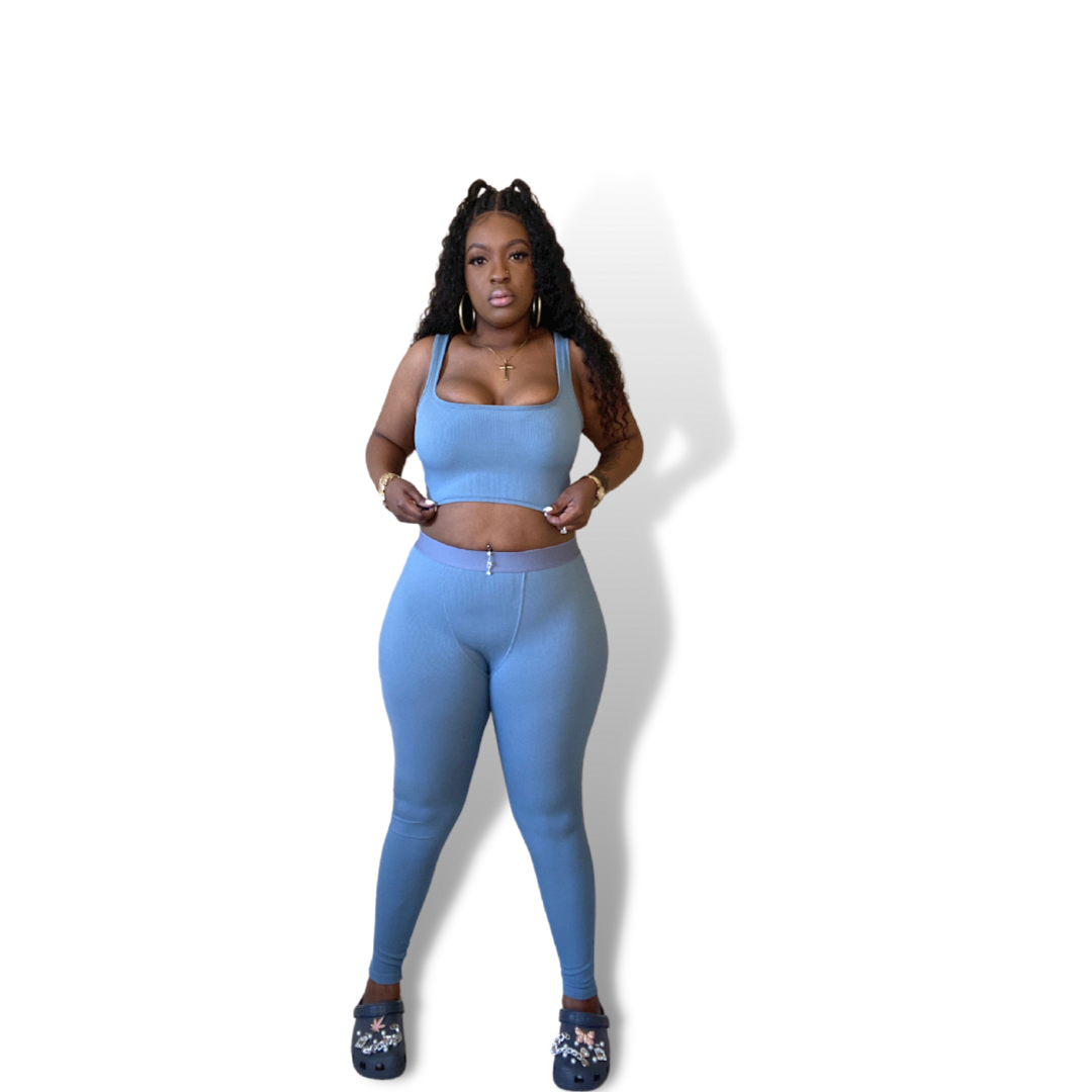 Ribbed 2 Piece Set (Gray)