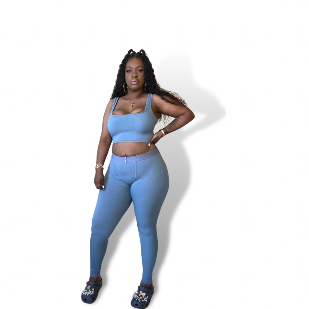 Ribbed 2 Piece Set (Gray)