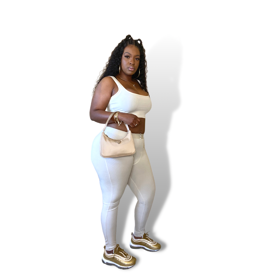 Ribbed 2 Piece Set (Cream)