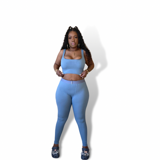 Ribbed 2 Piece Set (Gray)